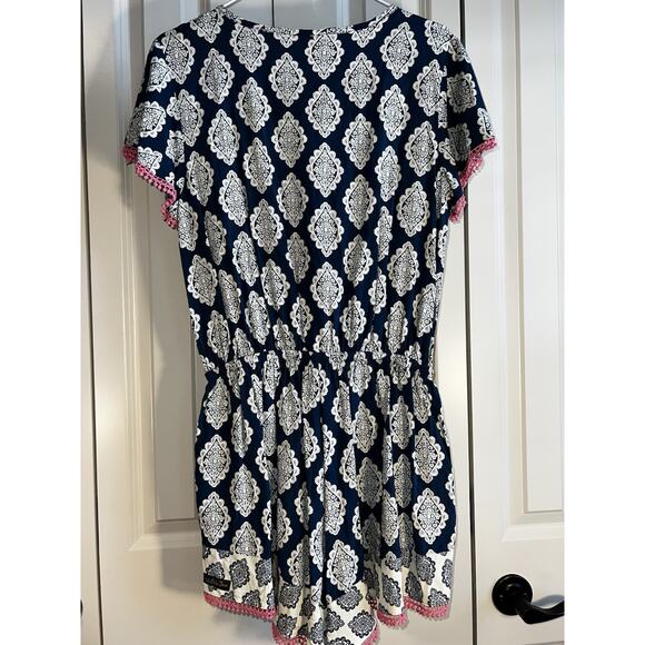 Matilda Jane Womens M On The Fringe Romper Navy and Pink Boho - Picture 5 of 12